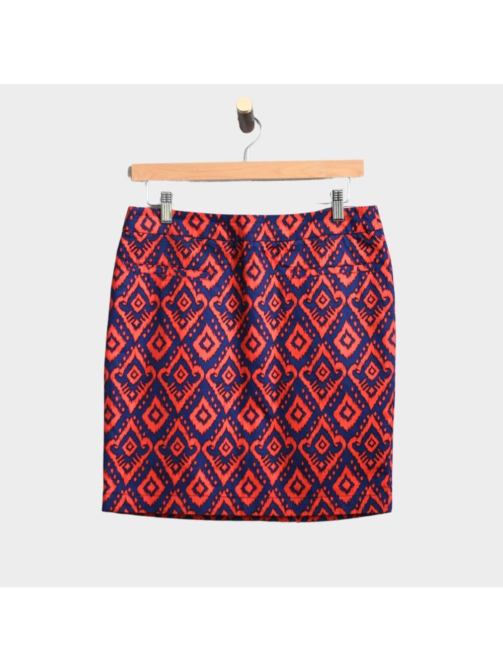 HATLEY IKAT Exposed Zipper Mini Skirt Blue/Red Size 4
